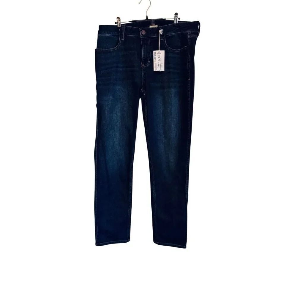Ripton & Co Classic Jeans Indigo Mens 34W 32L Stretch Denim Dark Wash NWT
